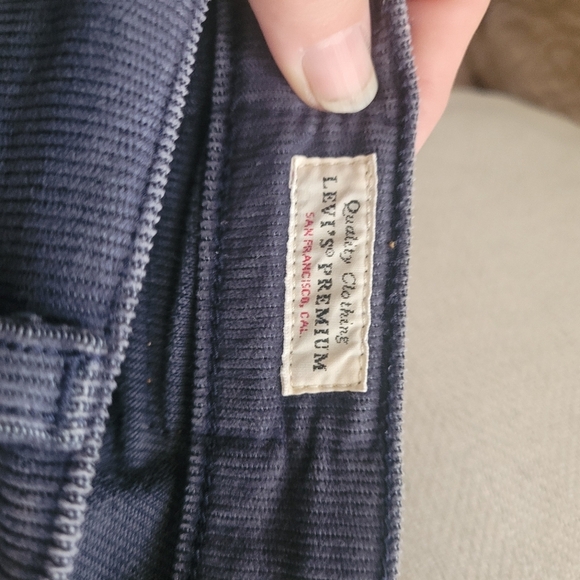 Levi's Premium Wedgie Straight Blue Corduroy Pants - Picture 3 of 7